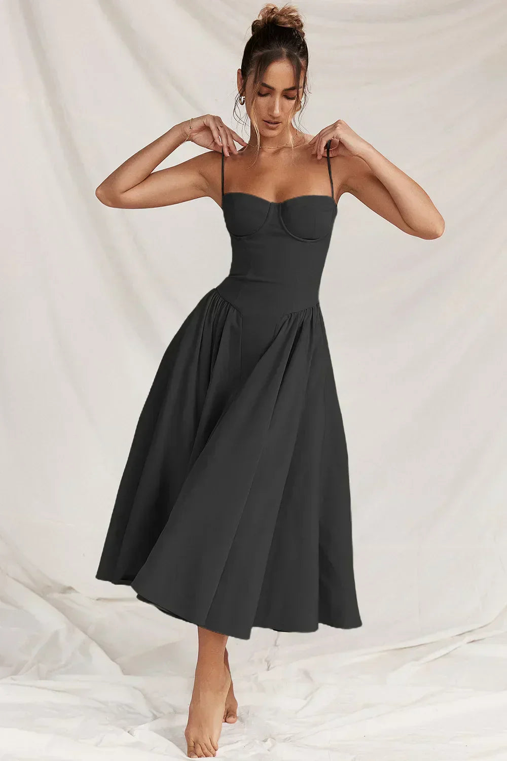 Sigrid™ | Robe bustier sans manches longueur midi