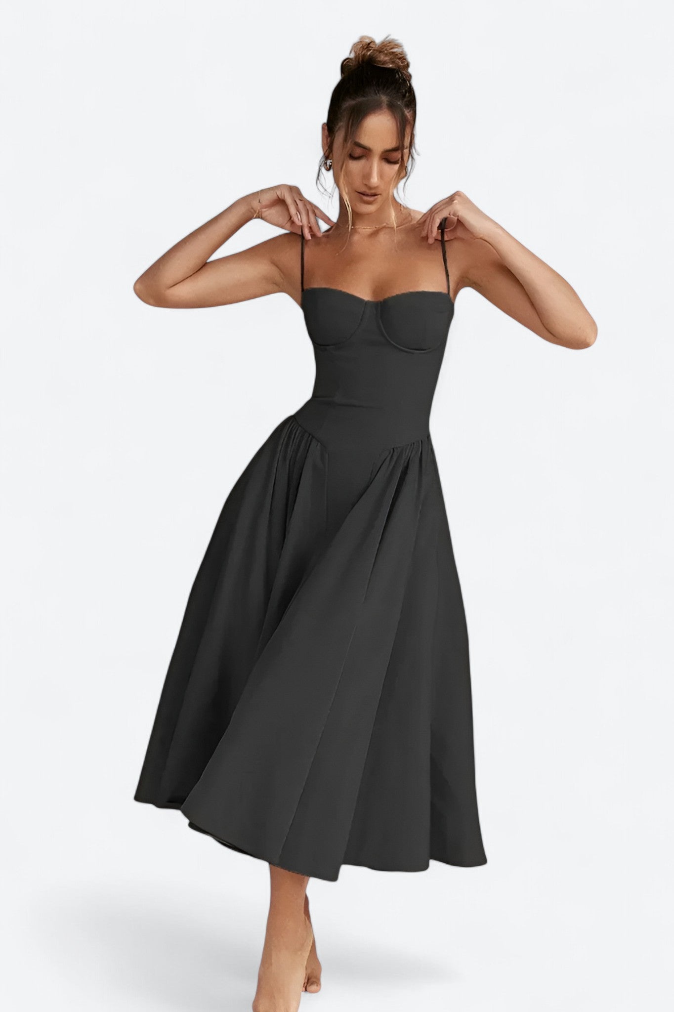 Sigrid | Robe bustier sans manches longueur midi