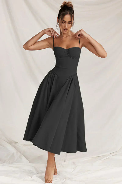 Sigrid™ | Robe bustier sans manches longueur midi