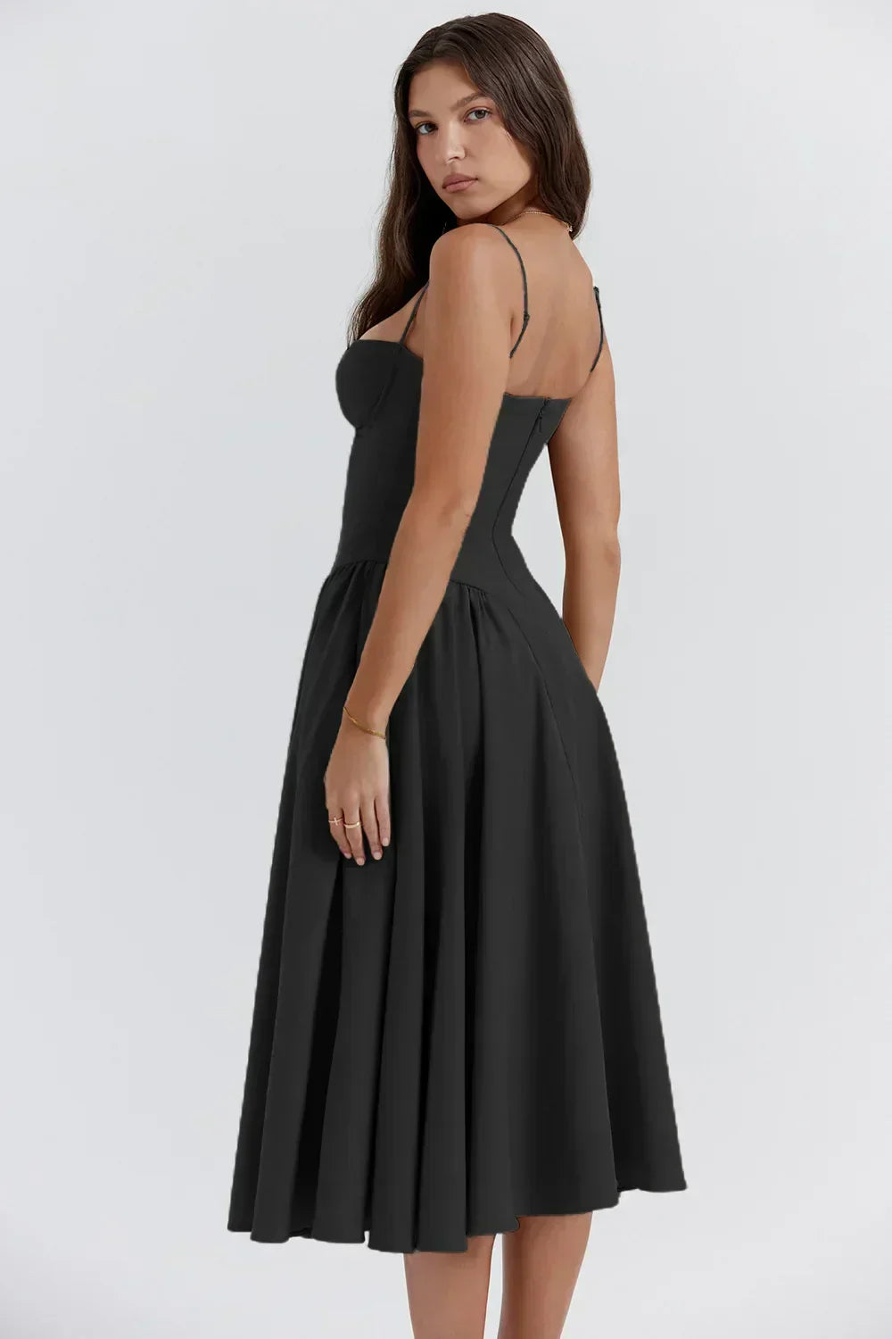 Sigrid™ | Robe bustier sans manches longueur midi