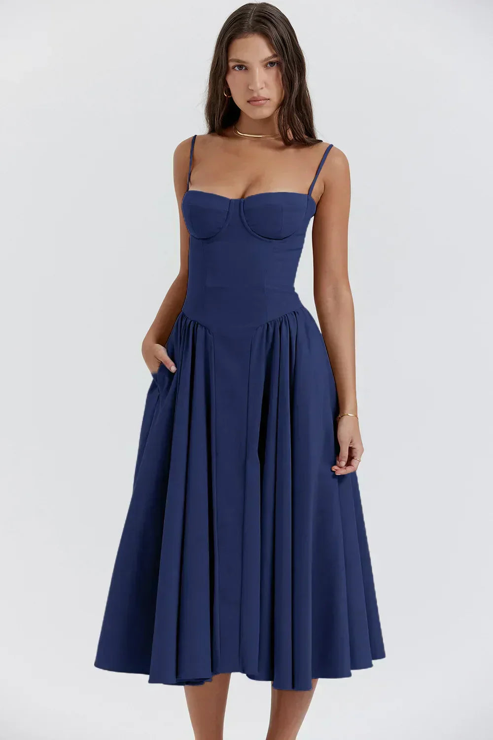 Sigrid™ | Robe bustier sans manches longueur midi