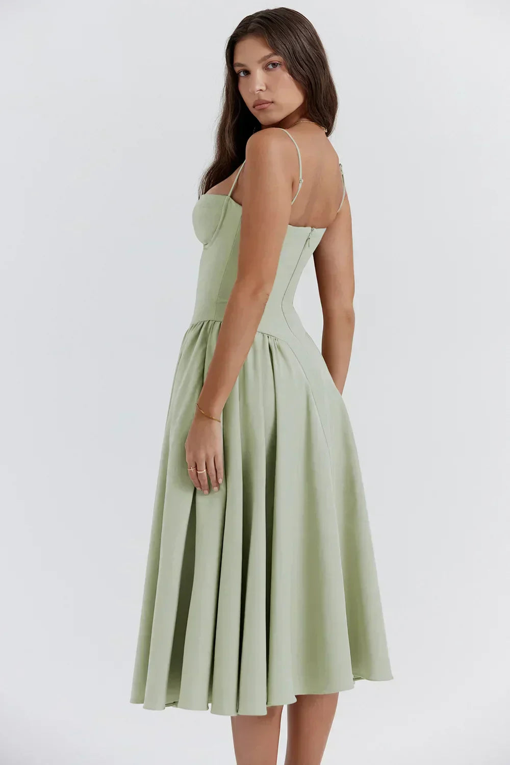 Sigrid™ | Robe bustier sans manches longueur midi