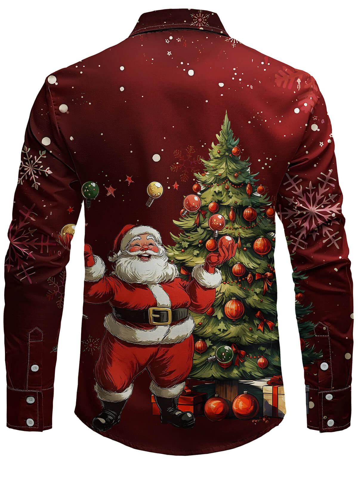 Chemise de Noël à manches longues – Motifs sapin et Père Noël