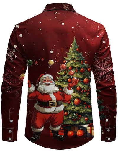Chemise de Noël à manches longues – Motifs sapin et Père Noël