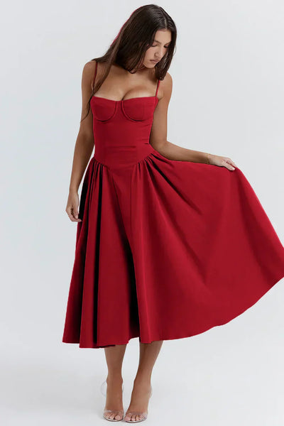 Sigrid™ | Robe bustier sans manches longueur midi