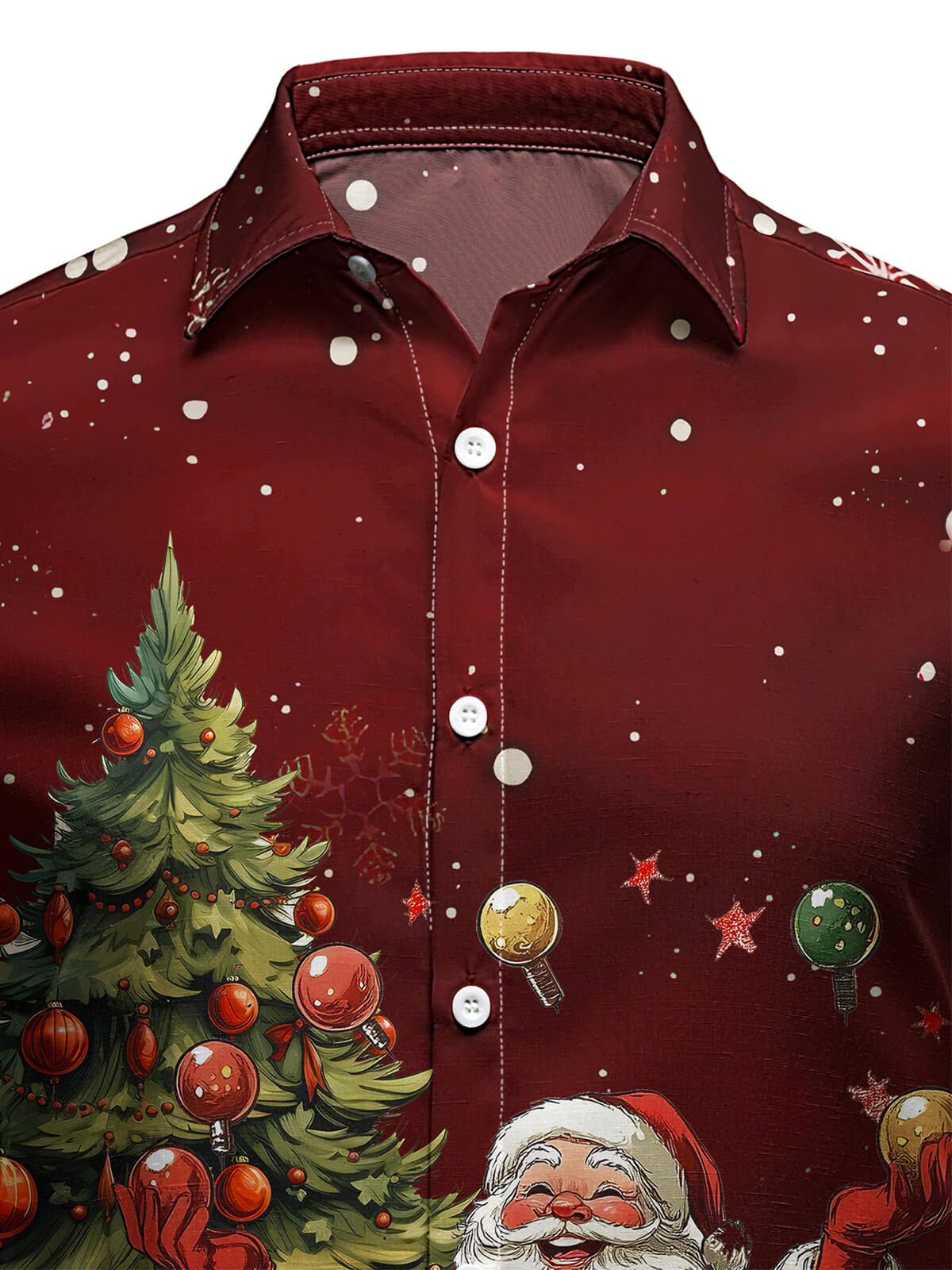 Chemise de Noël à manches longues – Motifs sapin et Père Noël