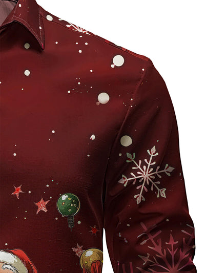 Chemise de Noël à manches longues – Motifs sapin et Père Noël