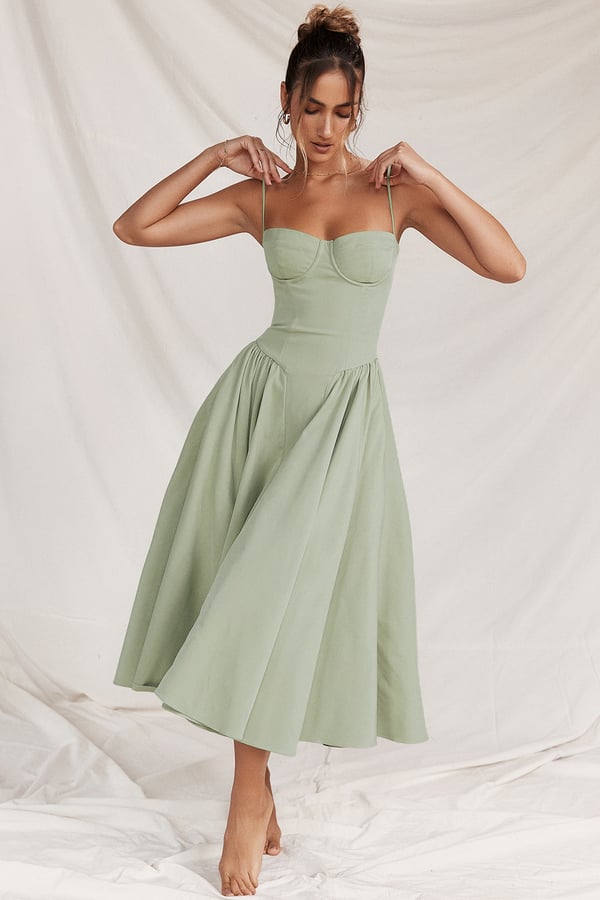 Sigrid™ | Robe bustier sans manches longueur midi