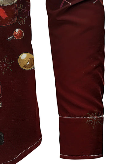 Chemise de Noël à manches longues – Motifs sapin et Père Noël