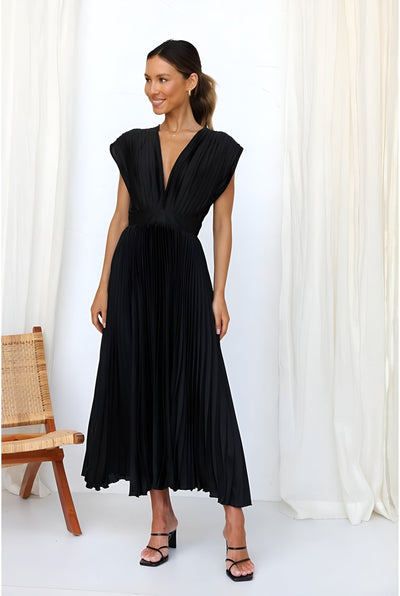 Selina™ | Robe sans manches avec plis et fermeture éclair