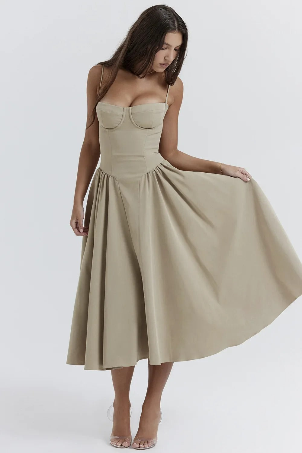 Sigrid™ | Robe bustier sans manches longueur midi