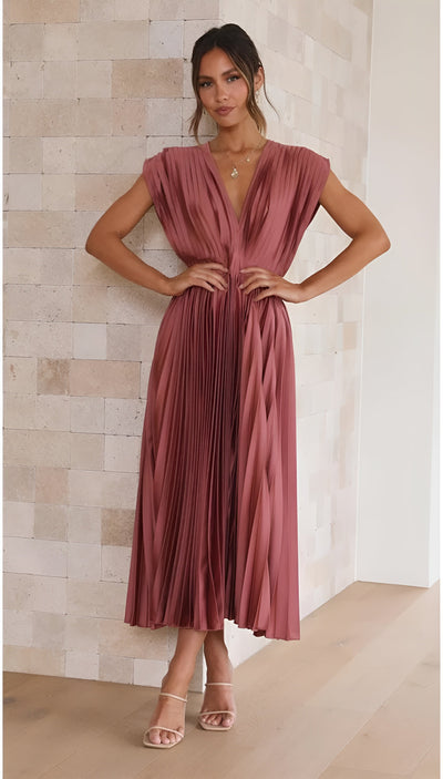 Selina™ | Robe sans manches avec plis et fermeture éclair