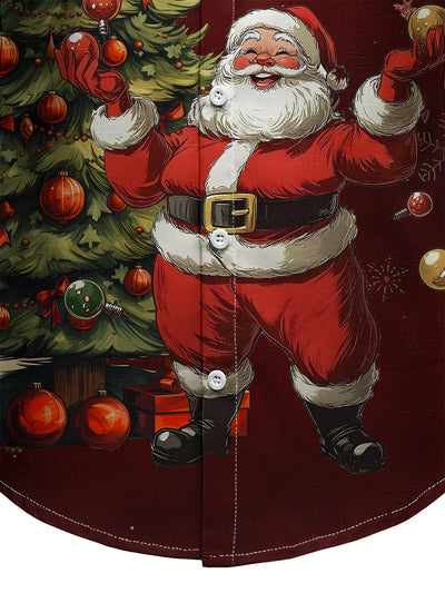 Chemise de Noël à manches longues – Motifs sapin et Père Noël