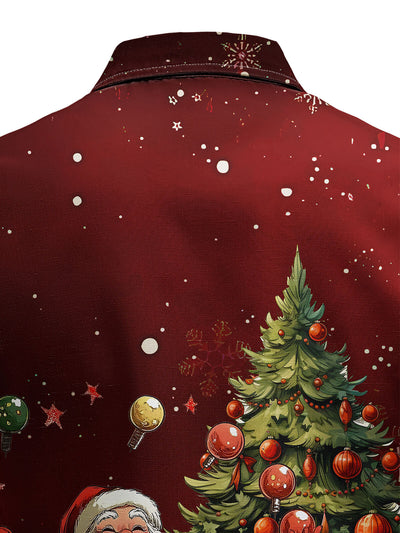 Chemise de Noël à manches longues – Motifs sapin et Père Noël