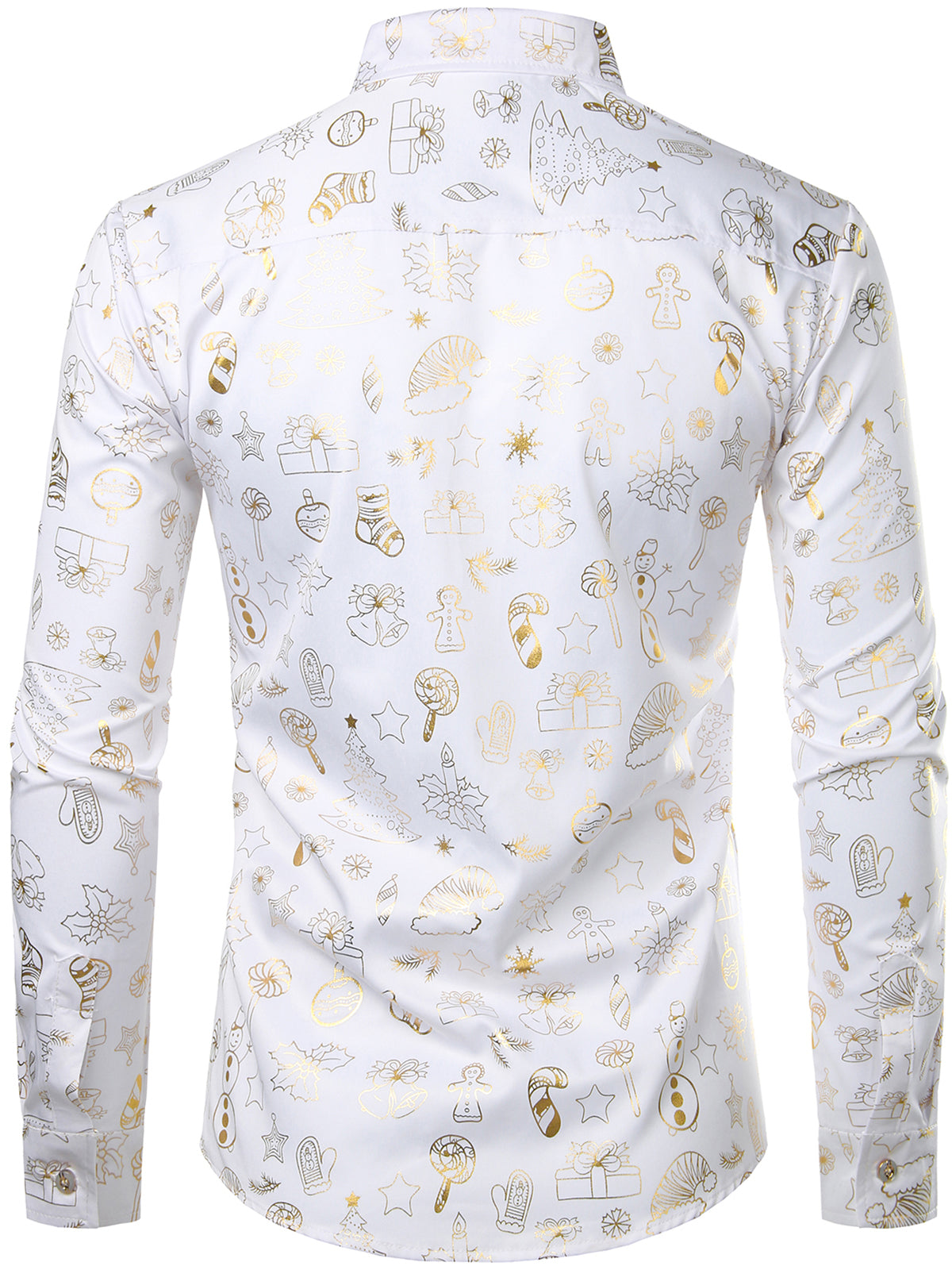 Chemise blanche brillante à manches longues – Spéciale Noël