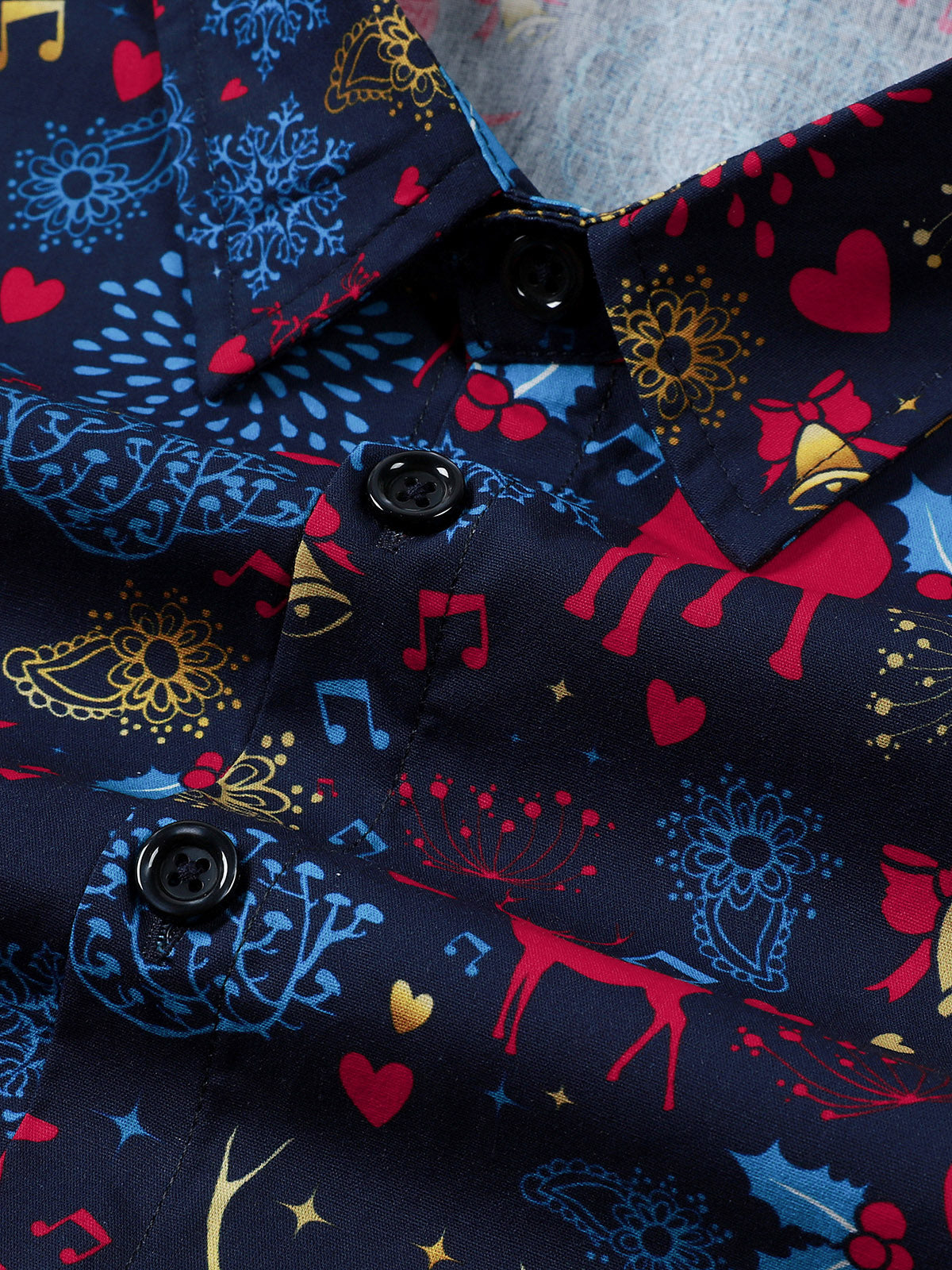 Chemise bleu à manches longues en coton – Spéciale Noël