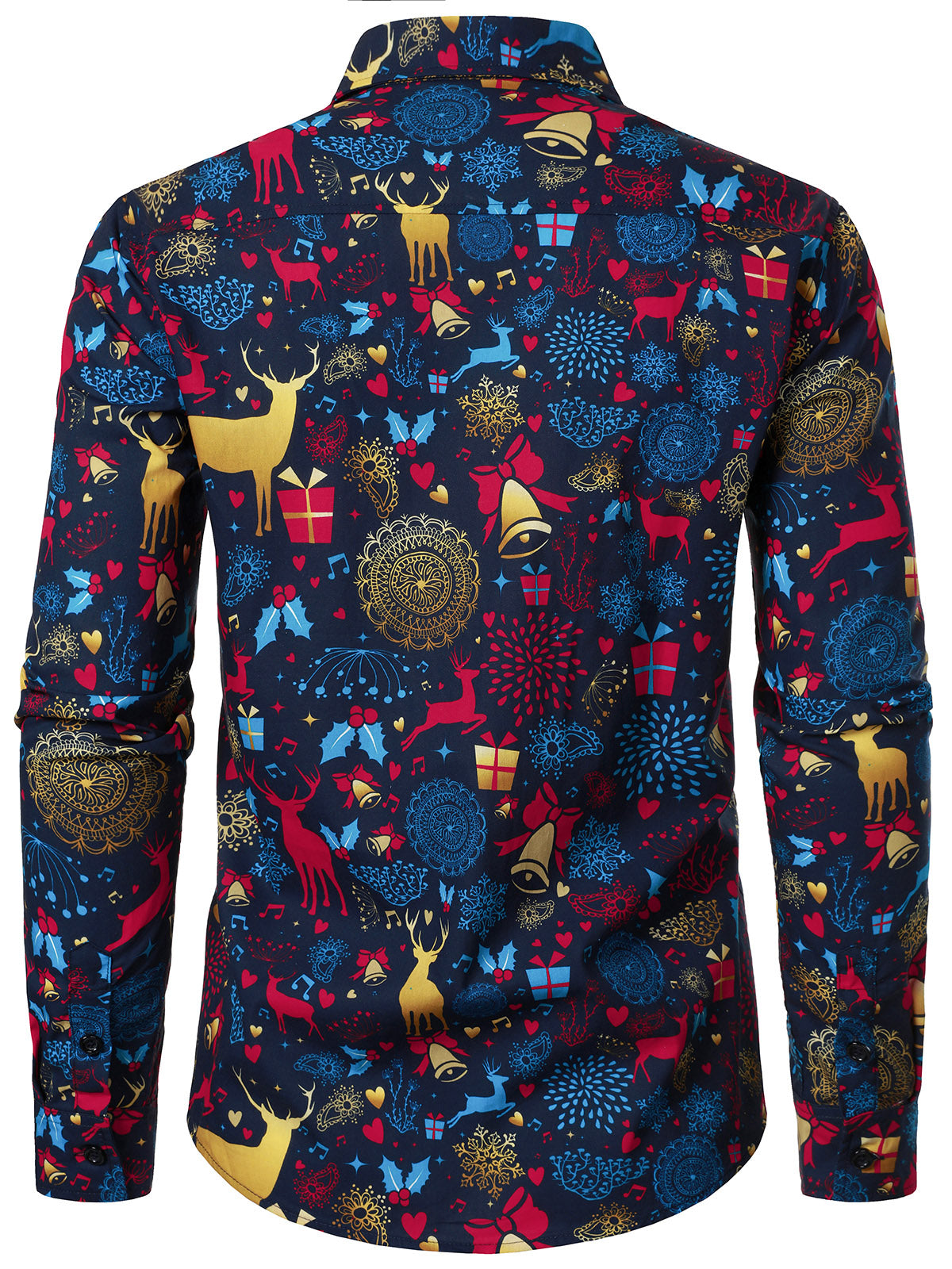 Chemise bleu à manches longues en coton – Spéciale Noël