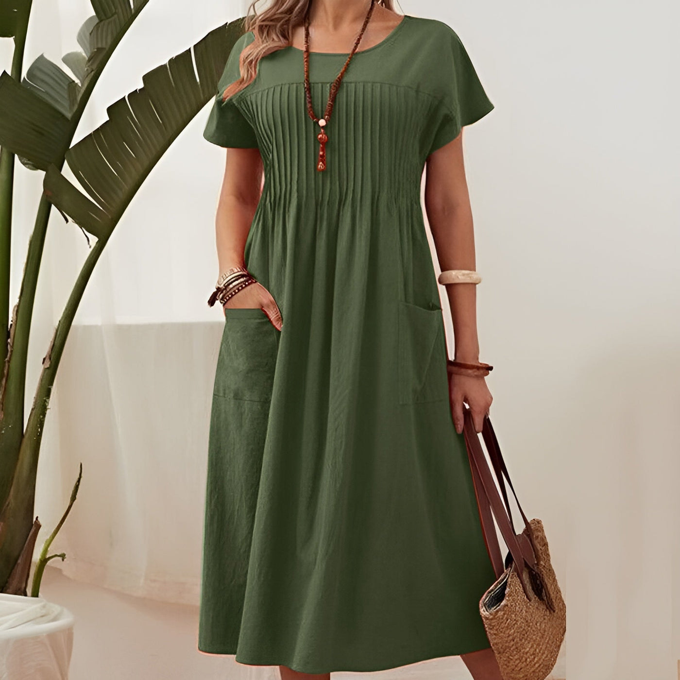 Berget™ | Robe midi plissée avec poches