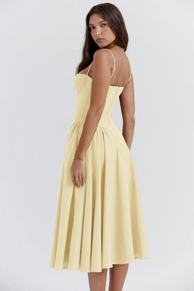 Sigrid™ | Robe bustier sans manches longueur midi