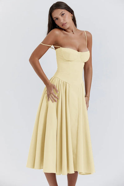 Sigrid™ | Robe bustier sans manches longueur midi