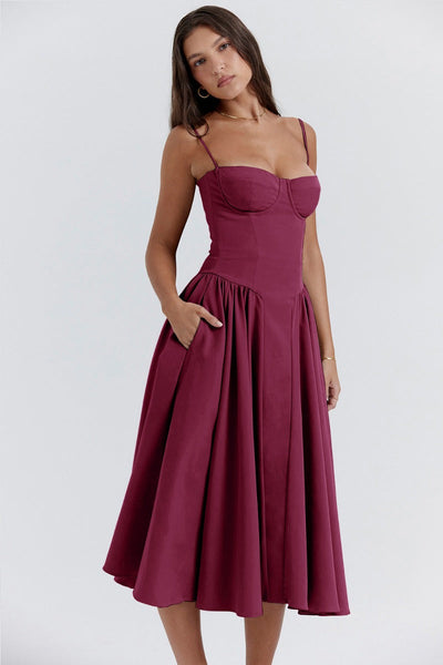 Sigrid™ | Robe bustier sans manches longueur midi