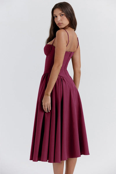 Sigrid™ | Robe bustier sans manches longueur midi