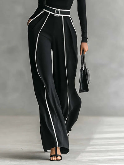 Céline | Ensemble Chic à Col Montant & Pantalon Large
