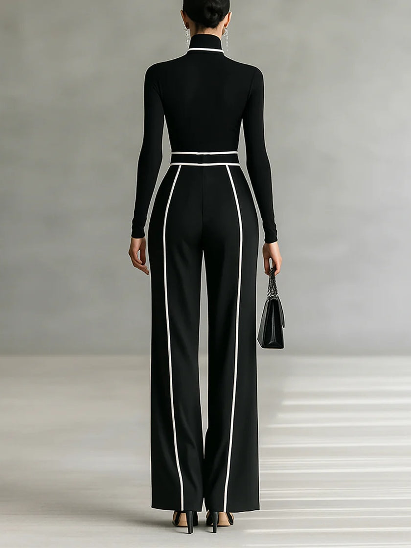 Céline | Ensemble Chic à Col Montant & Pantalon Large