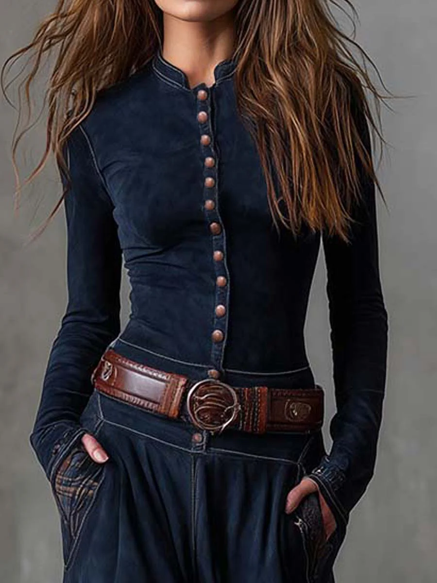 Dominique | Robe Longue Vintage en Suédine