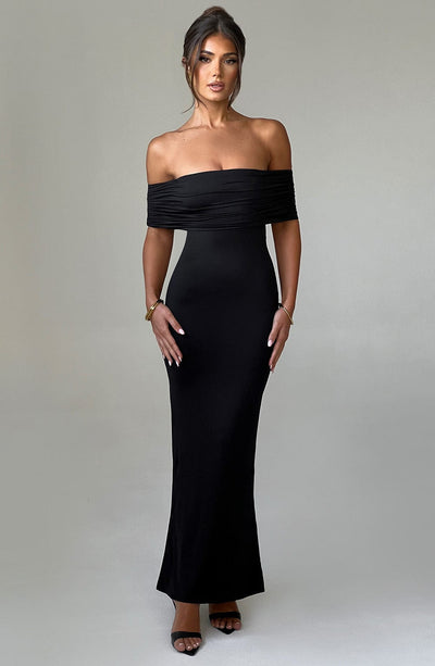 Tindra™ | Robe longue Bardot raffinée