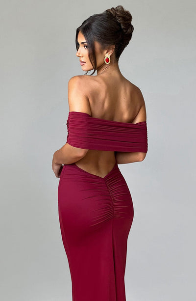Tindra™ | Robe longue Bardot raffinée