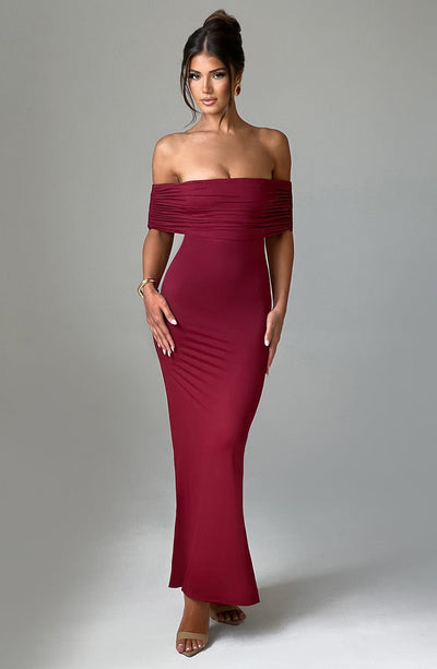 Tindra™ | Robe longue Bardot raffinée