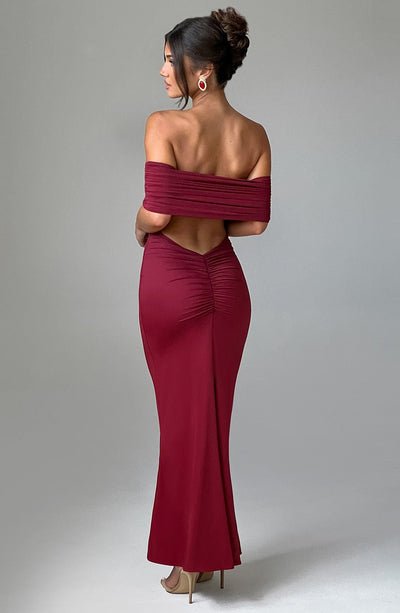 Tindra™ | Robe longue Bardot raffinée