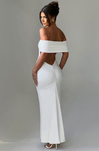 Tindra™ | Robe longue Bardot raffinée