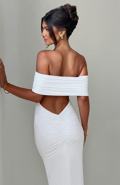 Tindra™ | Robe longue Bardot raffinée
