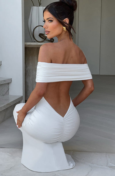 Tindra™ | Robe longue Bardot raffinée