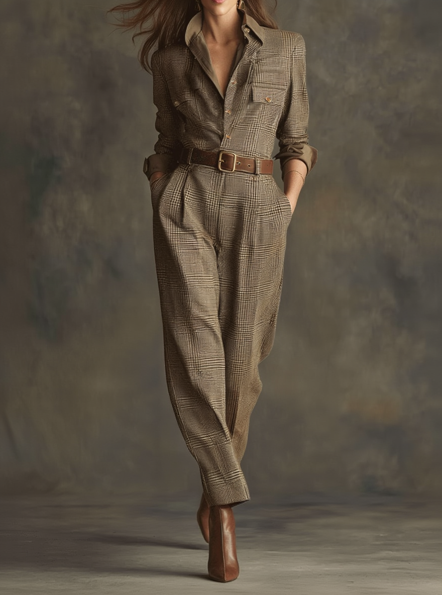 Clarisse | Combinaison à Carreaux avec Détails