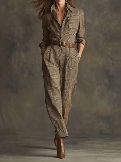 Clarisse | Combinaison à Carreaux avec Détails