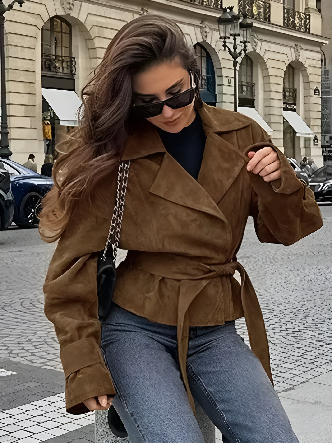 Claire™ | Manteau vintage en suédine à lacets